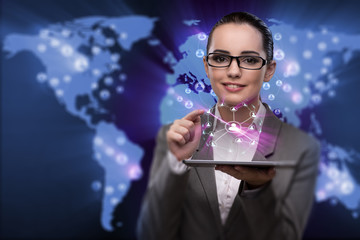 Young businesswoman in social networks concept