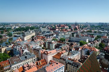 View of the downtown of Wrocław. 
