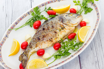 Grilled sea bream