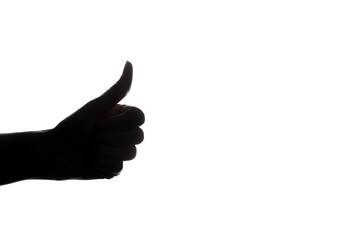 Women hand with a OK sign - silhouette OK sign