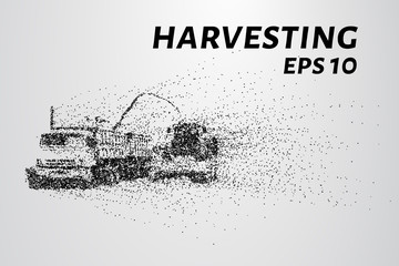 Harvesting of the particles. The harvest consists of small dots and circles. Vector illustration