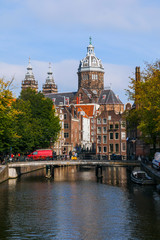 Fototapeta premium The view of Amsterdam old town , Netherlands