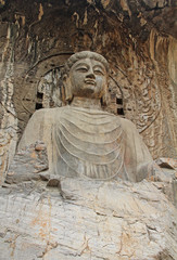 Buddha's statue rock carving in Longmen Grottoes, Luoyang, China