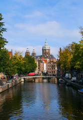 Fototapeta premium The view of Amsterdam old town , Netherlands
