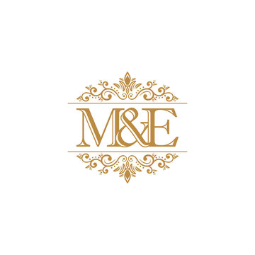 M&E Initial logo. Ornament gold