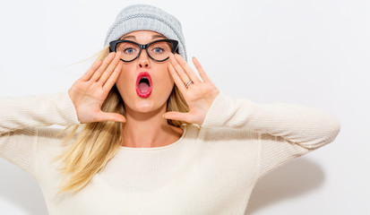 Young woman shouting