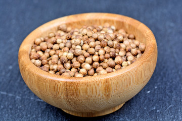 Bamboo bowl with coriander