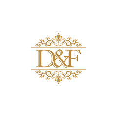 D&F Initial logo. Ornament gold