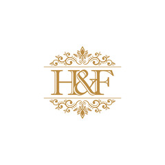 H&F Initial logo. Ornament gold
