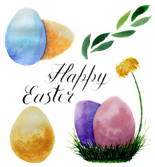 Watercolor Easter eggs for design, prints or background