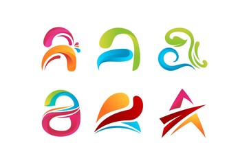 3d A initial abstract set logo illustration