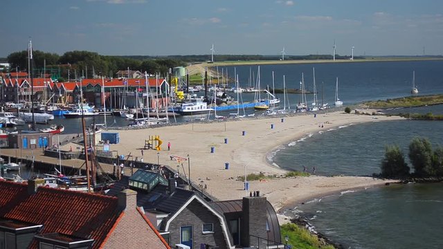Urk beach and harbor entrance timelapse