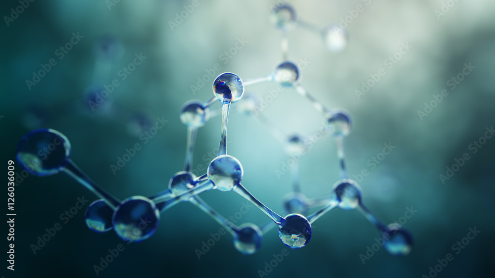 Wall mural 152874 3d illustration of molecule model. science background wit