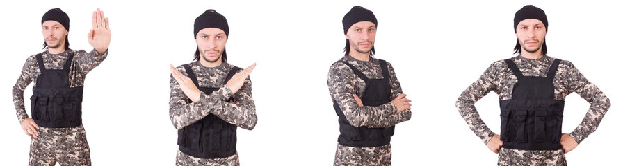 Soldier isolated on the white background