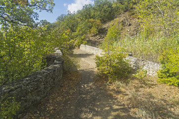 Bridge in the mountains. Crimea, September.