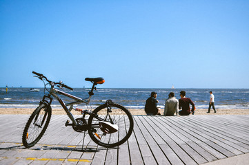 Fototapeta premium a bike on the beach