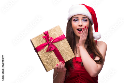 &quot;Cute girl in christmas concept isolated on white&quot; Stock photo and royalty-free images on