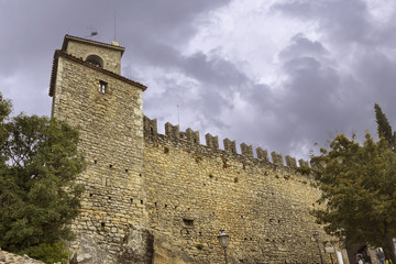 Castle wall in republic San Marino