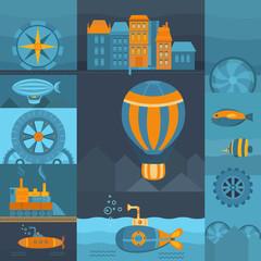 Obraz premium Vector background steampunk