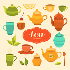 Tea collection of vector elements