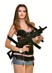 Fototapeta premium Sexy model woman with a gun