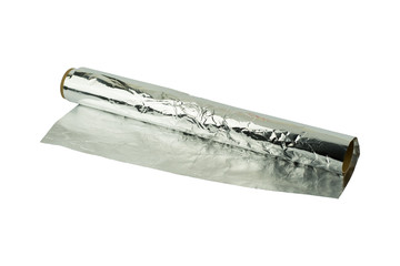 aluminum foil roll on the white background..