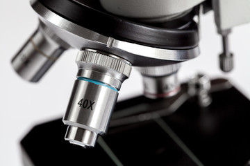 close up macro microscope on white background