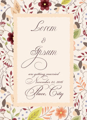Vintage wedding invitation with torn paper banner