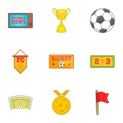 Soccer icons set. Cartoon illustration of 9 soccer vector icons for web