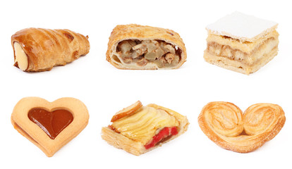 Set of pastry  isolated on white background