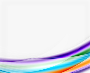 Smooth colorful line on white. Wave abstract background