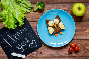 kids breakfast owl shaped sandwich i love you