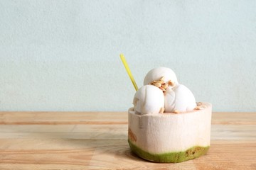 Closeup of coconut ice cream with nuts