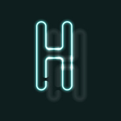 Neon alphabet. Glowing contour font. Realistic vector letter of neon tubes. Vector illustration. Unusual ABC.