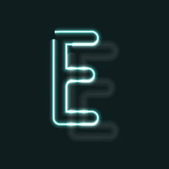 Neon alphabet. Glowing contour font. Realistic vector letter of neon tubes. Vector illustration. Unusual ABC.