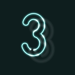 Neon alphabet. Glowing contour font. Realistic vector letter of neon tubes. Vector illustration. Unusual ABC.