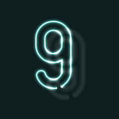 Fototapeta premium Neon alphabet. Glowing contour font. Realistic vector letter of neon tubes. Vector illustration. Unusual ABC.