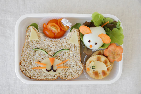 Cat And Mouse Lunch Box, Fun Food Art For Kids