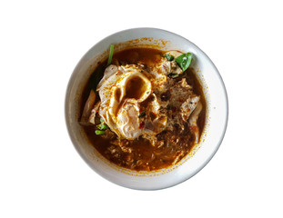 Hot and spicy noodle egg with soup