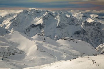 Skiing slopes, majestic Alpine landscape