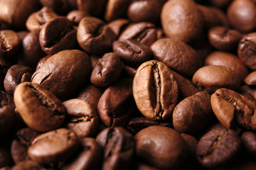 Naklejka premium Coffee beans, close up