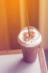 Iced cocoa glass with Straw