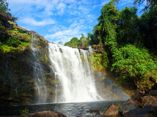 Fototapeta na wymiar Heaw E-Am Waterfall with little rainbow in Khao Yai National Park, Prachinburi, Thailand