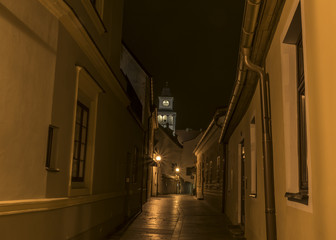 Fototapeta na wymiar Trebon town in autumn night