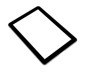 Black tablet computer isolated on white background