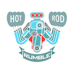 engine hot rod muscle car speedster logo t-shirt poster banner vector