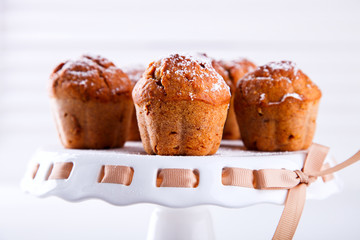 Cupcakes,Muffins,Pastry on a white stand.selective focus.