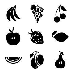 Various fruits on a white background.