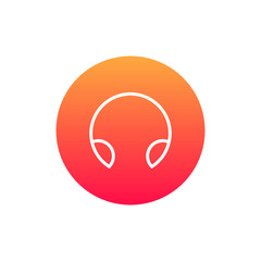 Headphone icon vector, clip art. Also useful as logo, circle app icon, web UI element, symbol, graphic image, silhouette and illustration.