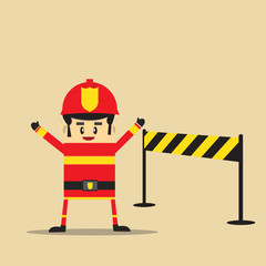 fireman kid. firefighter profession. Vector illustration